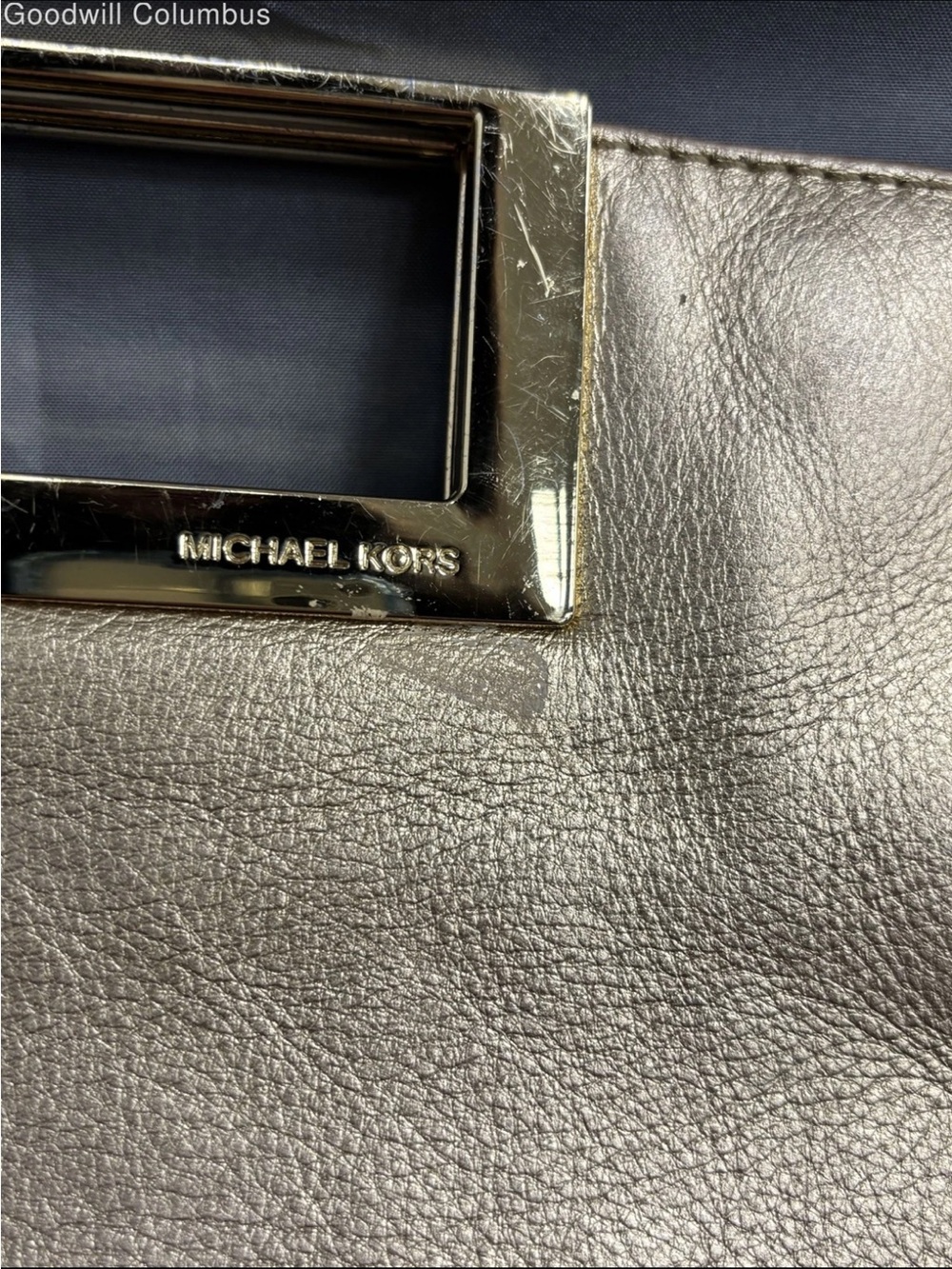 Michael Kors Metallic Gold Leather Clutch with Chain Shoulder Strap - Picture 3 of 3